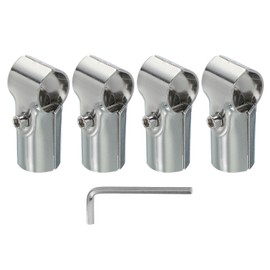 PATIKIL 1" 2 Way t Pipe Clamp Connector, 4 Pcs Stainless Steel Chain Link Fence Clamps for Coat Racks Store Shelves Bracket Rail Project Tube Connectors, Silver