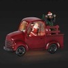 9.5" Red and Black Swirl Truck with Bear LED Christmas