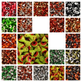 Temorah - 40 piezas en total, surtido de 20 colores, 3 tamaños, doble pupila de latón para atar moscas (surtido de 40 piezas, pequeño - 3,2 mm)