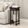 Furinno Turn-N-Tube Tall End Table, Side Table with Bin, Black