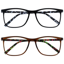 OPULIZE-Paquete de 2 anteojos de lectura grandes Arc negro marrón estampado hombres mujeres RR6612 +1.00