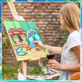 Bensbl 8PCS 8x10 Inches Summer Beach Pre Drawn Canvas to Paint, Art Kit for Adults & Kids, Perfect for Sip and Paint Parties