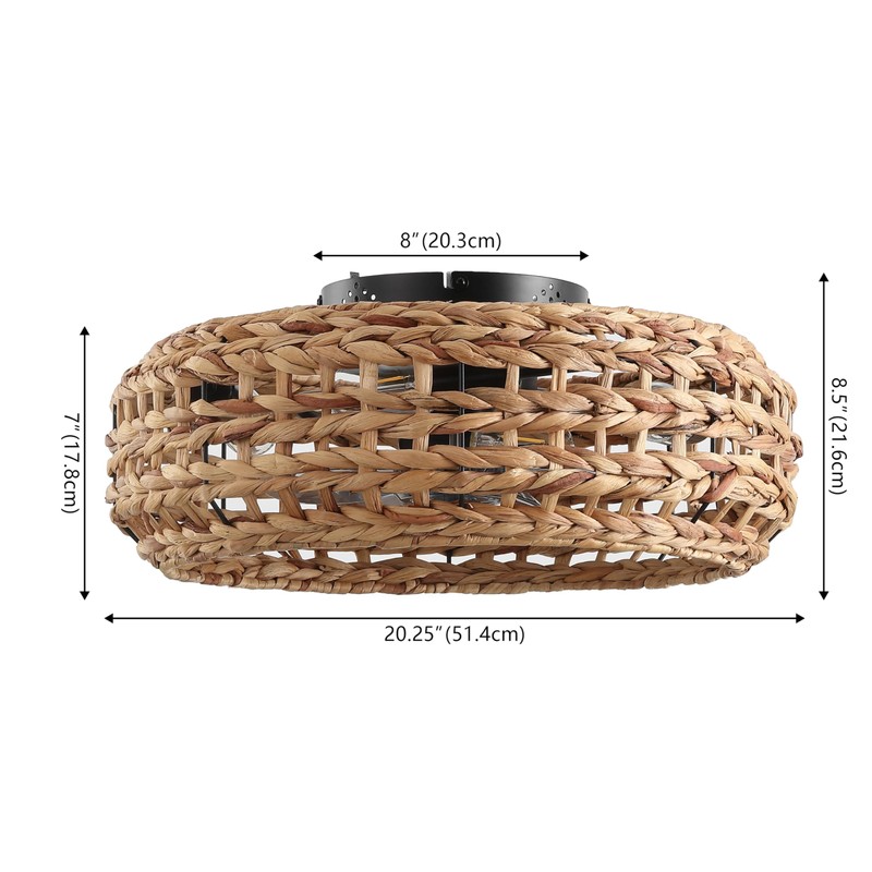 JONATHAN Y JYL9733A Archer 20.25" 4-Light Coastal Bohemian 6-Speed Metal/Seagrass