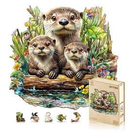 Jigfoxy Wooden Puzzles for Adults, Otter Wood Puzzle for Adults, Unique Animal-Shaped Wooden Jigsaw Puzzle, Christmas Thanksgiving Gifts for Puzzle Lovers, Family and Friends (S-8.5 * 8.1in-100pcs)