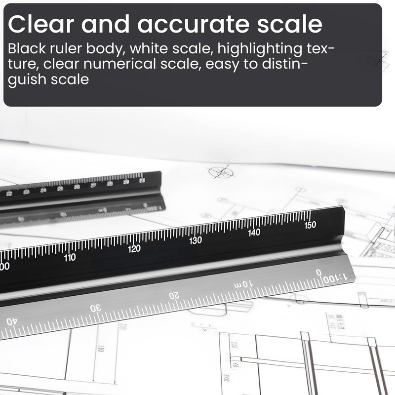 GALAMAX Architectural Scale Ruler, Aluminum Triangular Scale Ruler Standard Metric