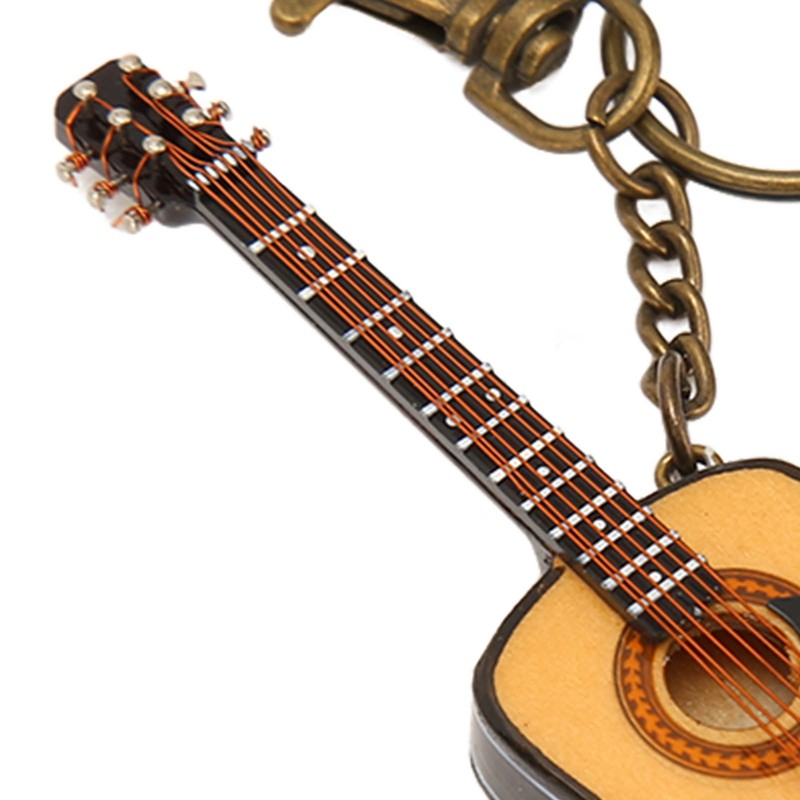 Mini Guitar Model Keychain Function Smoothing Wood Rich Details Miniature
