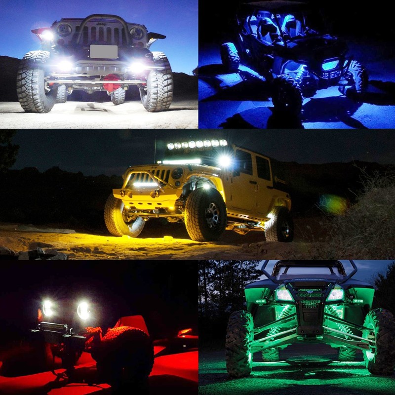 4 Pods LED Rock Lights, Ampper Waterproof LED Neon Underglow