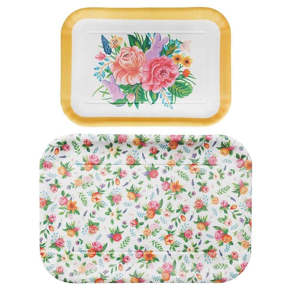 One Hundred 80 Degrees Floral Peeps Melamine Trays Set/2