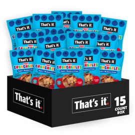 That's it. Fruit Crunchables – 100% Apple + Blueberry Crisps, 15 Pack healthy snacks for kids Plant-Based, Non-GMO, Gluten-Free, No Sugar Added, Healthy Fruit Snacks for Kids & Adults