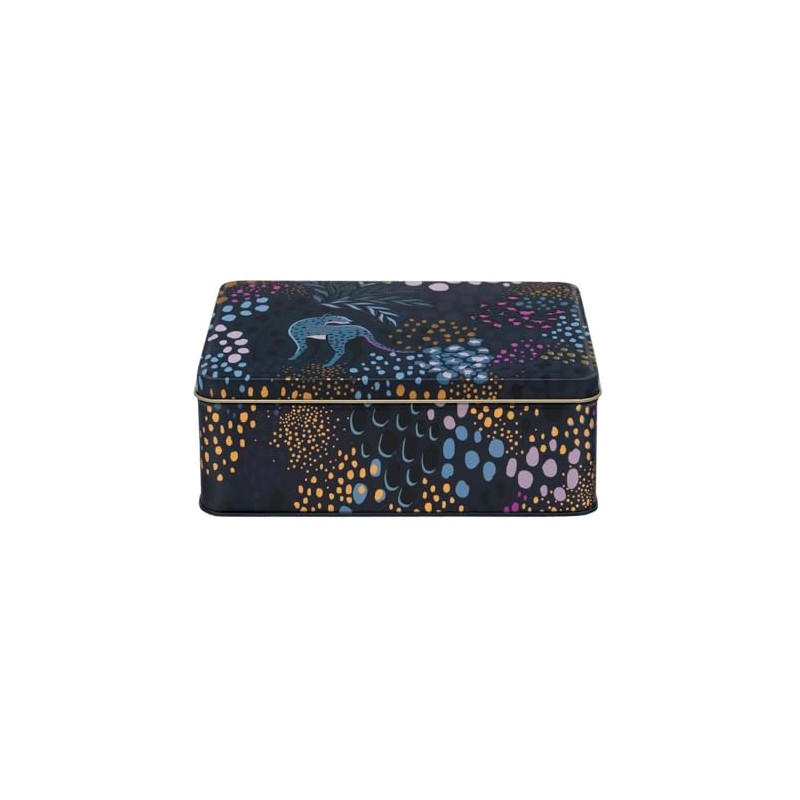 Sara Miller - Midnight Leopard Deep Rectangular Tin 195 x