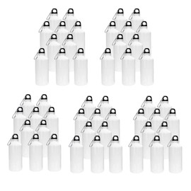 INTSUPERMAI 50pcs 600ml Aluminum Water Bottles Blank Coated Sublimation White Heat Press Bottle Sport Bottle with Safe Lock 20oz 600ml Capacity for Sublimation Dye Heat Thermal Transfer