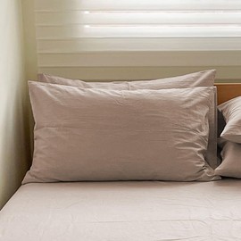 2 Piece Pillowcase Set, Organic Cotton, 100% Cotton, Washed Pillow Cover, Set of 2, 16.9 x 24.8 inches (43 x 63 cm), Antibacterial, Odor Resistant, Breathable, Quick Drying, Envelope Type, Solid, Nordic, Beige