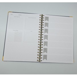 Organiser B5 Spiral Wiro Life Planner Undated Diary Month, Wellness Journal, Week to View, Habit Tracker, To do, Weekly Priorities, Mid Map, Monthly Goal Check Notebook Size 25cm x 19cm x 2cm, Green