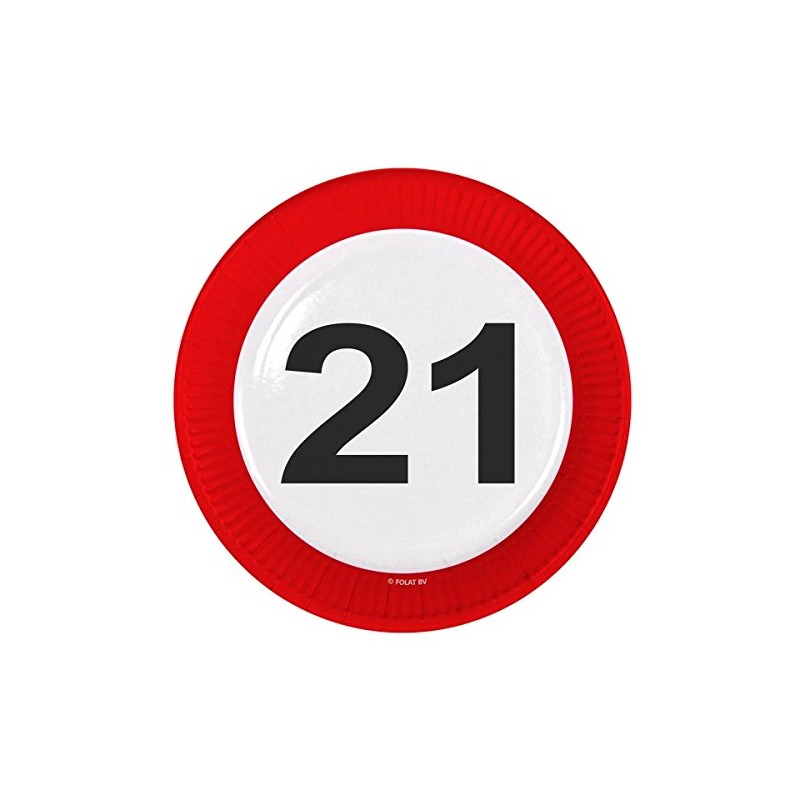 Folat - 21st Birthday Traffic Sign Paper Plates - 8