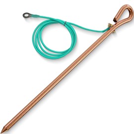Generator grounding kit with 6ft Female Ground Cord,grounding rod for generator,Grounding Wire with Crocodile Clip for Electric Fences,Antennas (17.4 inch Ground Rod + 6.2ft Lugs Wire)