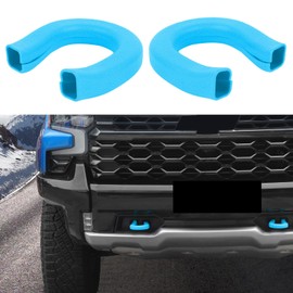 CheroCar Blue Tow Hook Cover Fit for 2007-2025 Chevy Silverado 1500 GMC Sierra Front Bumper Tow Hooks Rubber Protector Trim Tow Trailer Hitch Receiver Cover