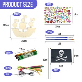 10-Piece Wooden Pirate Ship Wind Chime Set, Wind Chime Crafts, Decorative Pendants, Children'S Diy Wind Chime Materials, Children'S Toys