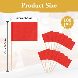 100 Pack Toothpick Flags Blank Flag Toothpicks Food Labels for Party Buffet Cupcake Topper Sticks Food Tags Party Buffet Cheese Labels for Charcuterie Board Food Buffet Labels Cocktail Picks, Red
