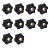 10 PCS 6 Star Knobs M8 Hexagon Threaded Through Hole