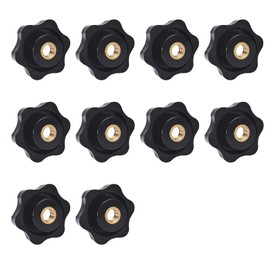 10 PCS 6 Star Knobs M8 Hexagon Threaded Through Hole Knobs 32mm Clamping Handle Tightening Screw Knob Thru Hole Star Knobs Nuts for Fixtures Workbenches Umbrella Base (M8, 10 Pack)