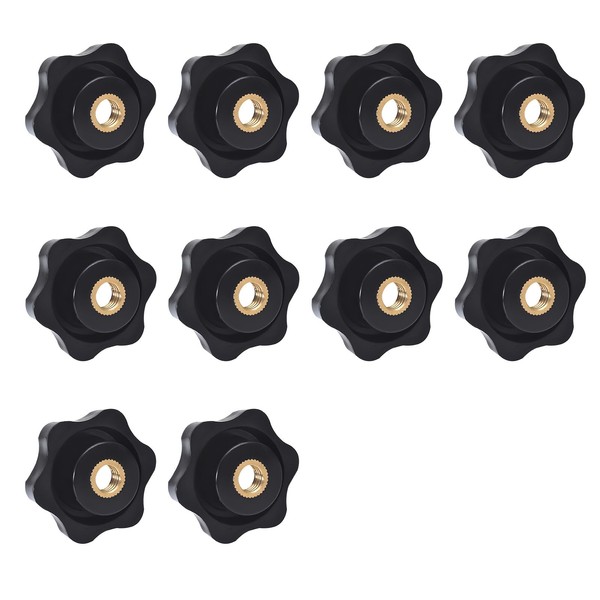 10 PCS 6 Star Knobs M8 Hexagon Threaded Through Hole
