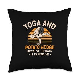 Exercise Potato Lover Pilates Favorite Food Yoga and Potato Wedge Therapy Fitness French Fries Health Throw Pillow, 18x18, Multicolor