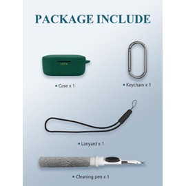 Case for Denon PerL Pro 2024 True Wireless Earbuds, Soft Silicone Protective Portable Scratch Shock Resistant Shell with Cleaner Kit & Carabiner & Lanyard,Green