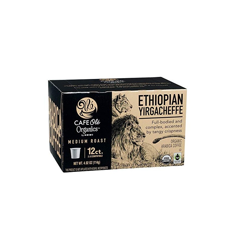 Cafe Ole Organic Ethiopian Yirgacheffe Medium Roast Single Serve Coffee