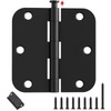 Black Door Hinges - 12 Pack 3.5 Inch Rounded with