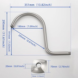 SWHYGER 13 Inch High Rise S Shape Shower Extension Arm with Flange,Brushed Nickel 91098-13BN.