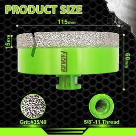 FACHLICH Diamond Core Drill Bit - 4-1/2" Tile Hole Saw 115mm for Porcelain Tile Granite Marble Masonry