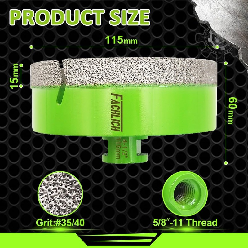FACHLICH Diamond Core Drill Bit - 4-1/2" Tile Hole Saw