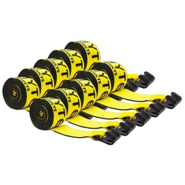 Mytee Products (10 Pack) Winch Straps 4" x 30' Yellow Heavy Duty Tie Down w/Flat Hook Extreme WLL# 6670 lbs | 4 Inch Cargo Control for Flatbed Truck Utility Trailer