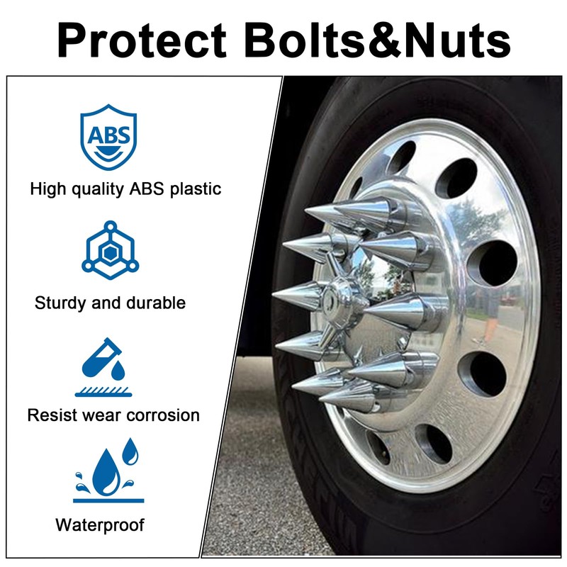 Yorovent 33mm x 4 1/4” Spike Lug Nut Covers,Push-On Nut