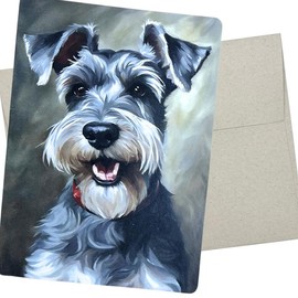 Whitman and Daughter Miniature Schnauzer Greeting Card (1 Premium Card, 5X7 Inch) dog card blank for every occasion like birthday, thank you, or thinking of you - 831
