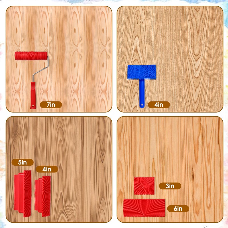Wood Grain Tool Set Fake Grain Roller Painting Tool 6pcs