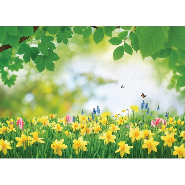 LYWYGG 7x5FT Spring Scenery Backdrop Forest Path Sunshine Flower Photography