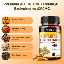 Turmeric Curcumin Supplement with Black Pepper & Bioactive Botanicals, Turmeric,Ginger,Berberine,Ceylon Cinnamon, – Premium Supplement for Daily Wellness Support 60 Capsules 2 Pack