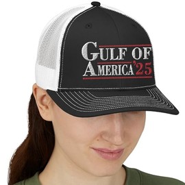 Welcome to America Gulf - Gulf of Mexico 2025 hat, Gulf of America hat, Gulf of Mexico hat, Cruise Gift 2025 hat, Gulf of Mexico to Gulf of America Snapback Trucker Cap Black/White