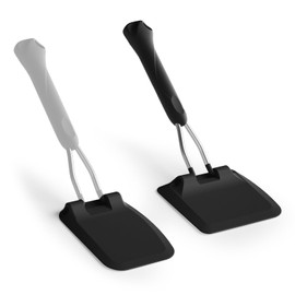 MFTEK Silicone Spatula Set, Eggs Flipper, Adjustable Angle Spatula Turner for Pancake, Fish, Burger, Swappable 2 Size Spatula Heads, Flexible, Heat-Resistant (Black)