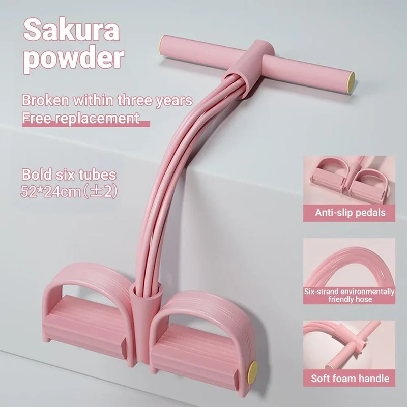6-Tube Resistance Band Pedal Puller for Home Workouts – Elastic