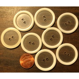 Unbranded 8 Large Translucent & Cream Lip Sew-through Plastic Buttons 1 1/16" 27mm 10066