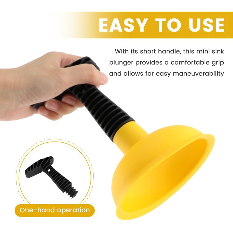 Sink Plunger with Drain Clog Remover, Mini Plunger with Short