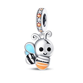 Pandach Women's Charm Pendant for Bracelet, 925 Sterling Silver Charms Beads Fits Bracelet and Necklace, Compatible with European Bracelets for Women Girls C10, Sterling Silver, Cubic Zirconia
