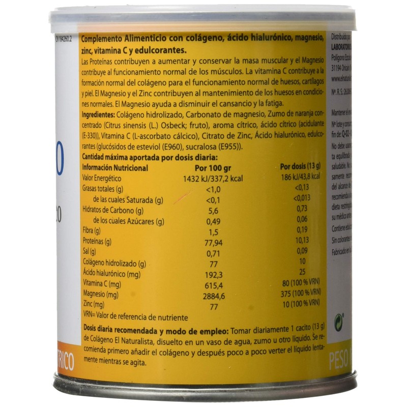 El Naturalista Collagene+AC. Hyaluronic + Mg+Zn+VIT. C 390 g 390