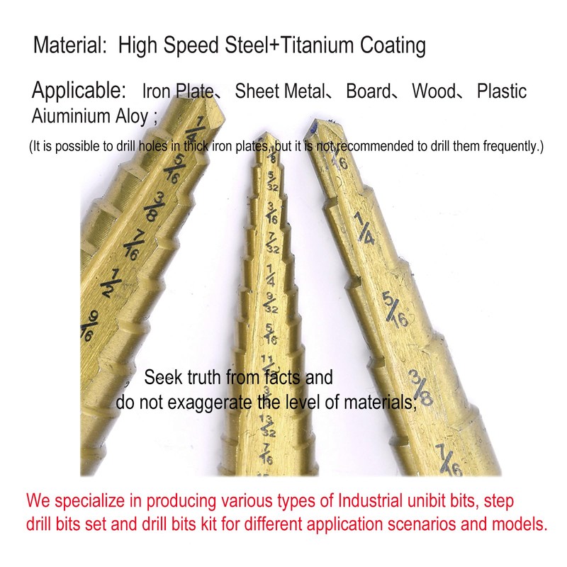 Metal Step Drill Bits, HSS Unibit Set(SAE), Step Drill Bit