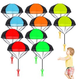 Riisoyu Pack of 10 Parachute Toy Children, Parachute Toy Outdoor Flight Toy Hand Throw Army Men Parachute Play Object Throw Parachute Games for Outdoor Gifts for Children