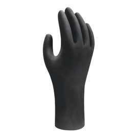SHOWA 6112PFS1000 Biodegradable Disposable Glove with ETB, Nitrile, Powder-Free, 4 mil, 9.5" Length, Rolled Cuff, Black, S (Pack of 1000)