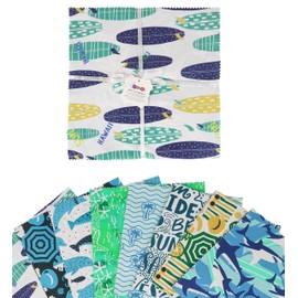 Soimoi Beach Print Precut 10-inch Cotton Fabric Quilting Squares Charm Pack DIY Patchwork Sewing Craft-Light Green