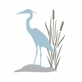 Stencils by Joanie Great Blue Heron Stencil Wetland Marsh Cattails DIY Art Signs (18")